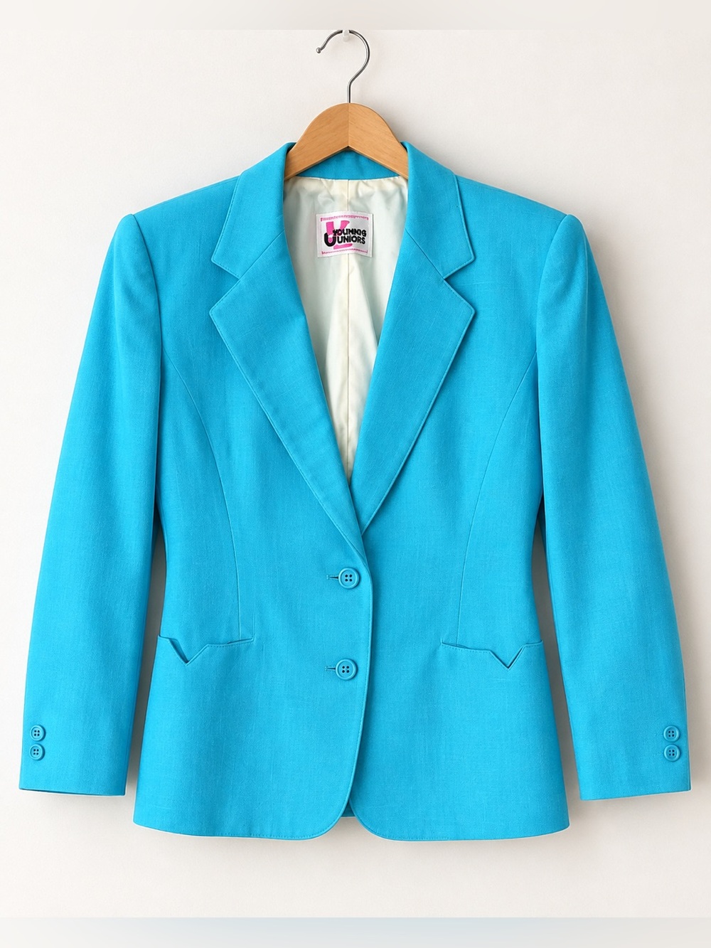 Vintage Chorus Line Turquoise Blazer Size 9/10 Made in Canada Retro Blue Jacket